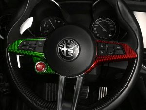 Alfa Romeo Stelvio Steering Wheel Trim - Carbon Fiber - Center Trim Piece - Italian Theme - QV Model - Scratch & Dent Alfa Romeo Stelvio Steering Wheel Trim - Carbon Fiber - Center Trim Piece - Italian Theme - QV Model - Scratch & Dent